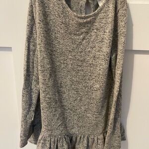 Old Navy Heather Gray Ruffle Hem Blouse
